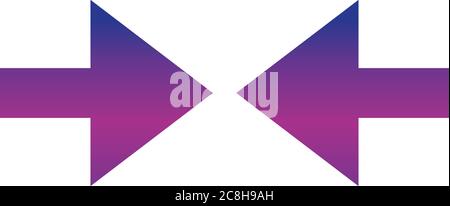 due frecce che puntano al centro dell'icona stile gradiente illustrazione vettoriale Illustrazione Vettoriale