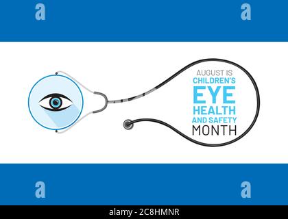 agosto è la salute degli occhi dei bambini e la sicurezza mese consapevolezza progettazione poster Illustrazione Vettoriale