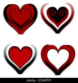 illustrazione vettoriale di un insieme di forme diverse del cuore. Illustrazione Vettoriale