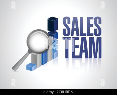 Grafico aziendale del team di vendita, disegno illustrativo su sfondo bianco Illustrazione Vettoriale