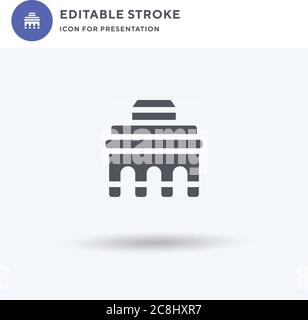 Vettore di icone di arcata, segno piatto riempito, pittogramma solido isolato su bianco, illustrazione del logo. Icona arco per la presentazione. Illustrazione Vettoriale