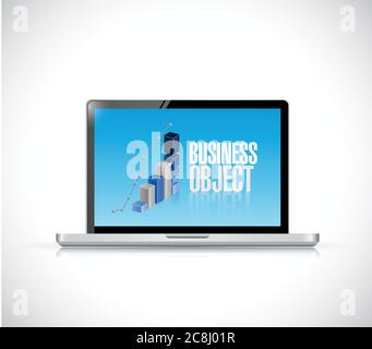 Disegno grafico di oggetto di affari del calcolatore sopra uno sfondo bianco Illustrazione Vettoriale