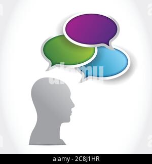 Fumetti vocali avatar head cloud. Disegno di illustrazione su sfondo bianco Illustrazione Vettoriale