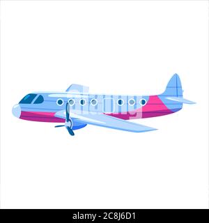 Vista laterale del cartone animato di colore rosso Airplane Jet CARGO. Stile vettoriale isolato Illustrazione Vettoriale