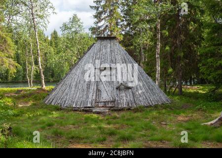 Goahti o capanna in lapponia svedese Foto Stock