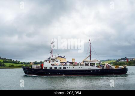 BIDEFORD, DEVON, UK - LUGLIO 25 2020: Oldenburg si dirige verso Lundy Island, turisti mascherati. Foto Stock