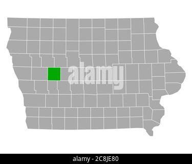 Carroll sulla mappa di Iowa Foto Stock