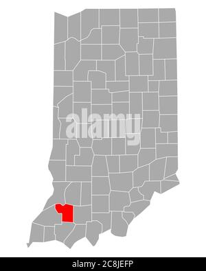 Pike sulla mappa di Indiana Foto Stock