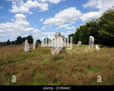 Duloe Stone Circle, Ancient Site, Cornovaglia UK Foto Stock