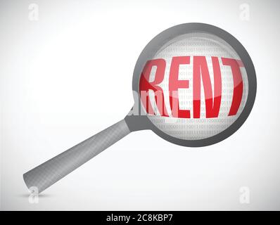 Affitto sotto Ingrandisci disegno di illustrazione di ricerca su uno sfondo bianco Illustrazione Vettoriale
