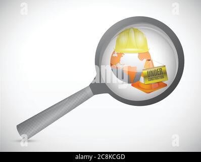 Ingrandire il design dell'illustrazione in costruzione del vetro su uno sfondo bianco Illustrazione Vettoriale
