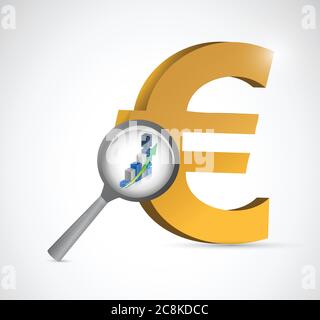 Disegno dell'illustrazione della revisione della valuta dell'euro su sfondo bianco Illustrazione Vettoriale