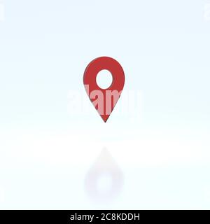 Perno della mappa di posizione del puntatore 3D. Pin simbolo luogo destinazione di viaggio. Oggetti di navigazione aziendale su strada isolati su sfondo bianco. rendering 3d Foto Stock