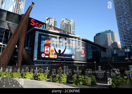 24 Luglio 2020, Toronto Ontario Canada - Scotiabank Arena in è pronto per i playoff NHL 2020. Luke Durda/Alamy Foto Stock