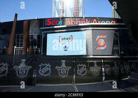 24 Luglio 2020, Toronto Ontario Canada - Scotiabank Arena in è pronto per i playoff NHL 2020. Luke Durda/Alamy Foto Stock
