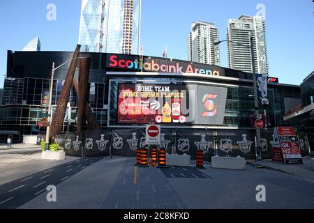 24 Luglio 2020, Toronto Ontario Canada - Scotiabank Arena in è pronto per i playoff NHL 2020. Luke Durda/Alamy Foto Stock