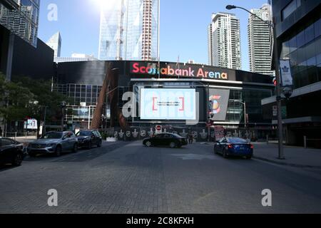 24 Luglio 2020, Toronto Ontario Canada - Scotiabank Arena in è pronto per i playoff NHL 2020. Luke Durda/Alamy Foto Stock