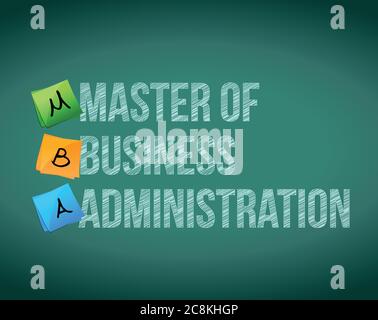 Illustrazione del messaggio di amministrazione aziendale su sfondo bianco Illustrazione Vettoriale