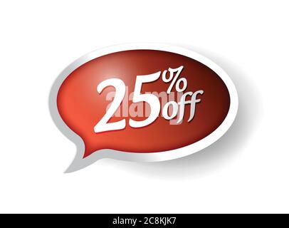25% di sconto sul design delle illustrazioni dei messaggi in bianco Illustrazione Vettoriale