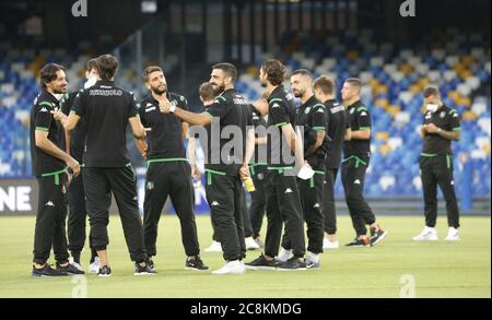 Napoli, Campania, Italia. 9 Feb 2016. Durante la partita di calcio italiana Serie A SSC Napoli vs US Sassuolo il 19 luglio 2020 allo stadio San Paolo di Napoli.in foto: Soccer us Sassuolo Credit: Fabio Sasso/ZUMA Wire/Alamy Live News Foto Stock