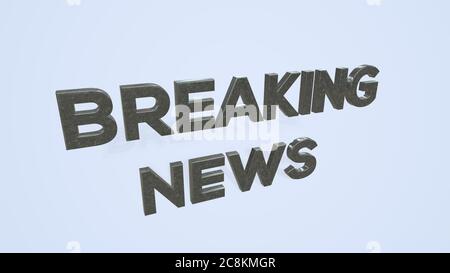 Illustrazione 3D di uno schermo televisivo di notizie su sfondo bianco Foto Stock