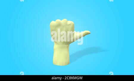 rendering 3d isolato a mano, sfondo minimale, parte del corpo manichino, mostra, presentazione, su sfondo blu Foto Stock