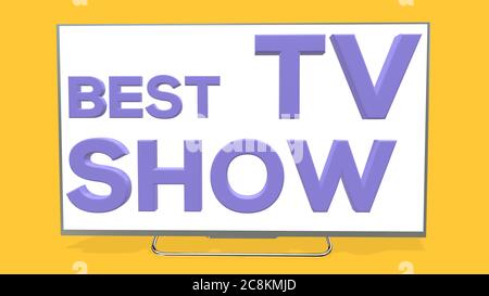 Illustrazione del design del migliore emblema della TV su sfondo giallo Foto Stock