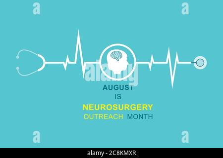 Illustrazione vettoriale del mese di attività di neurochirurgia osservato in agosto Illustrazione Vettoriale