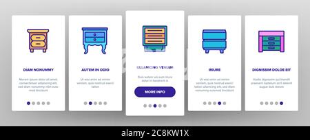 Mobili da comodino icone di onboarding Set Vector Illustrazione Vettoriale