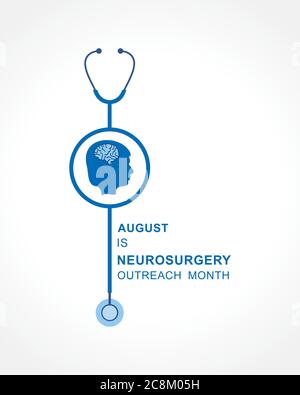 Illustrazione vettoriale del mese di attività di neurochirurgia osservato in agosto Illustrazione Vettoriale