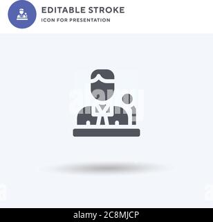 Vettore di icone presidente, segno piatto riempito, pittogramma solido isolato su bianco, illustrazione del logo. Icona Presidente per la presentazione. Illustrazione Vettoriale