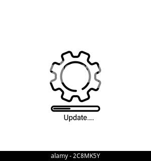 Icona della linea di sistema di aggiornamento. Sviluppo di nuove applicazioni per sistemi operativi, SYNC, mobile e desktop. Vettore su sfondo bianco isolato. EPS 10 Illustrazione Vettoriale
