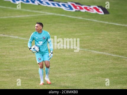 Salvador, Brasile. 25 luglio 2020. Fernando Prass, portiere di Ceara, durante Ceará x Vitória, si è tenuto questo sabato (25), in una partita valida per il Copa do Nordeste 2020, partita che si è tenuta allo stadio Pituaçu, a Salvador, Bahia, Brasile. Credit: Tago Caldas/FotoArena/Alamy Live News Foto Stock