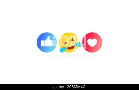 Come cuore, sorridente, pollice su icona come. Icone dei social media. Vettore su sfondo bianco isolato. EPS 10. Illustrazione Vettoriale