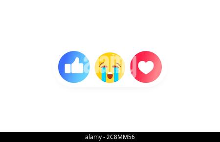 Imposta per le reazioni di social chat. Come cuore, sorridente, pollice su icona come. Icone dei social media. Vettore su sfondo bianco isolato. EPS 10 Illustrazione Vettoriale