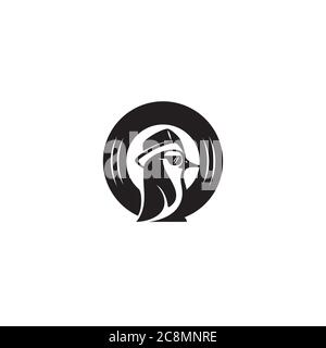 Hip Hop Penguin e Vinyl logo / icona di design Illustrazione Vettoriale