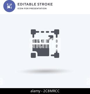 Ingrandisci vettore icone, segno piatto pieno, pittogramma solido isolato su bianco, illustrazione del logo. Ingrandisci icona per la presentazione. Illustrazione Vettoriale