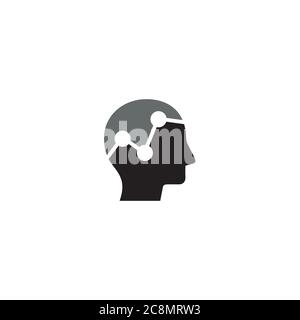 Logo della testa umana e statistica / disegno dell'icona Illustrazione Vettoriale