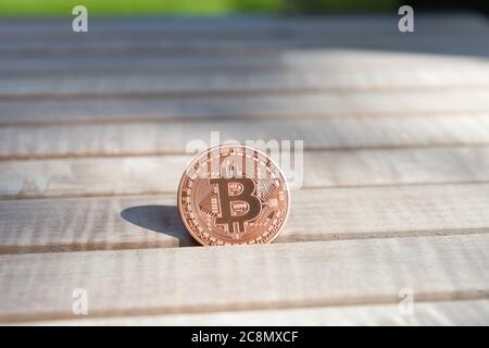 Foto Golden Bitcoins (nuovo denaro virtuale ) Foto Stock