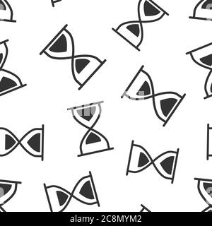 Icona clessidra in stile piatto. Illustrazione vettoriale in vetrata su sfondo bianco isolato. Concetto aziendale di Clock Seamless Pattern. Illustrazione Vettoriale