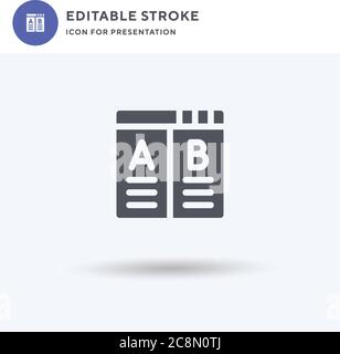 AB vettore di icone di test, segno piatto riempito, pittogramma solido isolato su bianco, illustrazione del logo. Icona AB Test per la presentazione. Illustrazione Vettoriale