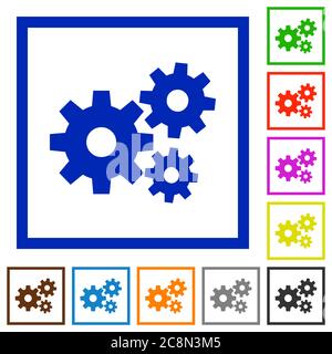 Set di colori quadrati incorniciati icone piatte su sfondo bianco Illustrazione Vettoriale