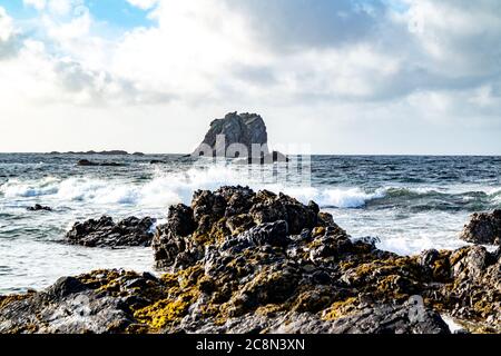 La bella costa a Maling Well, Inishowen - Contea di Donegal, Irlanda. Foto Stock