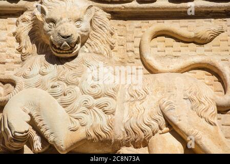 Dettagli dell'architettura di Palacio del Infantado, Guadalajara città, Spagna Foto Stock