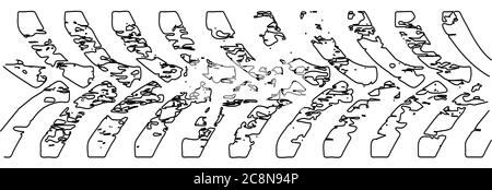 I contrassegni degli pneumatici del trattore sono isolati su uno sfondo bianco Illustrazione Vettoriale