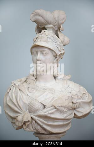 Imperatrice Caterina II come Minerva, il busto di scultore sconosciuto, nel castello di Mikhailovsky, San Pietroburgo, Russia Foto Stock