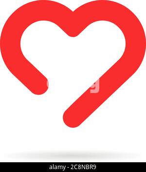 cuore di giorno di valentine felice lineare rosso Illustrazione Vettoriale