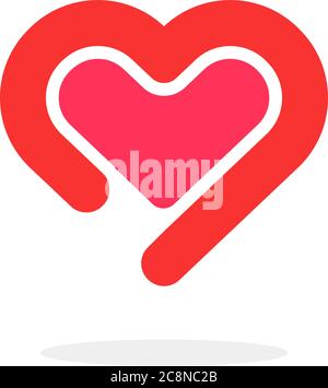 logo rosso della coppia cardiaca lineare Illustrazione Vettoriale