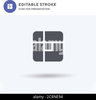 Vettore di icone Bento, segno piatto riempito, pittogramma solido isolato su bianco, illustrazione del logo. Icona Bento per la presentazione. Illustrazione Vettoriale