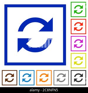 Set di colori quadrati incorniciati Aggiorna le icone piatte su sfondo bianco Illustrazione Vettoriale